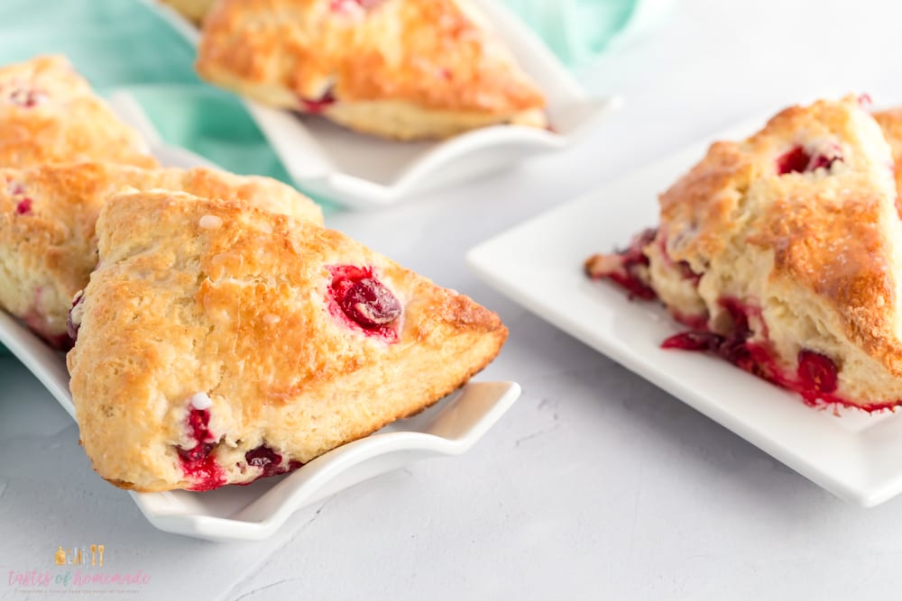 Cranberry scones on a platter
