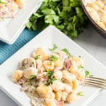 Creamy gnocchi on a plate