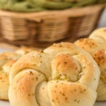 Garlic bread knots and a bread basket