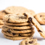 A stack of chocolate chip caramel cookies