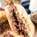 Shredded beef sandwich on a plate