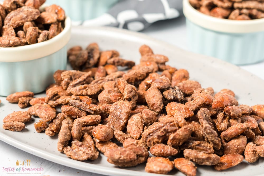 Candied nuts on a platter