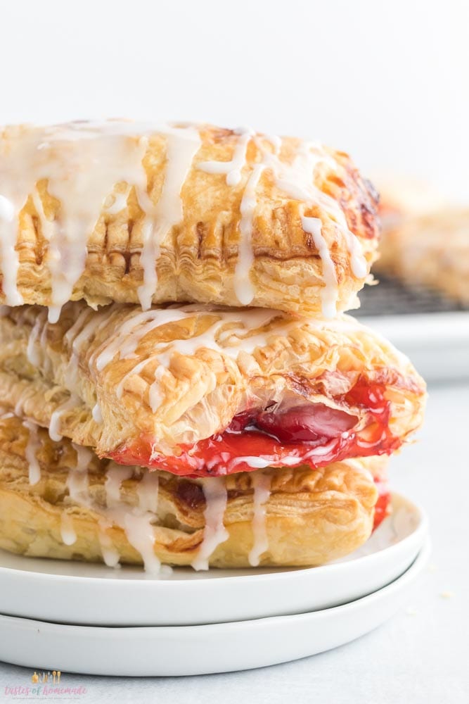 A stack of 3 air fryer cherry turnovers