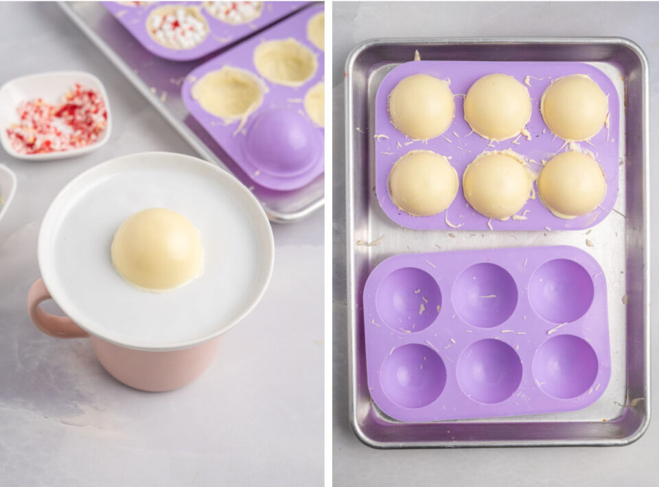 Peppermint White Chocolate Hot Cocoa Bombs - Tastes of Homemade