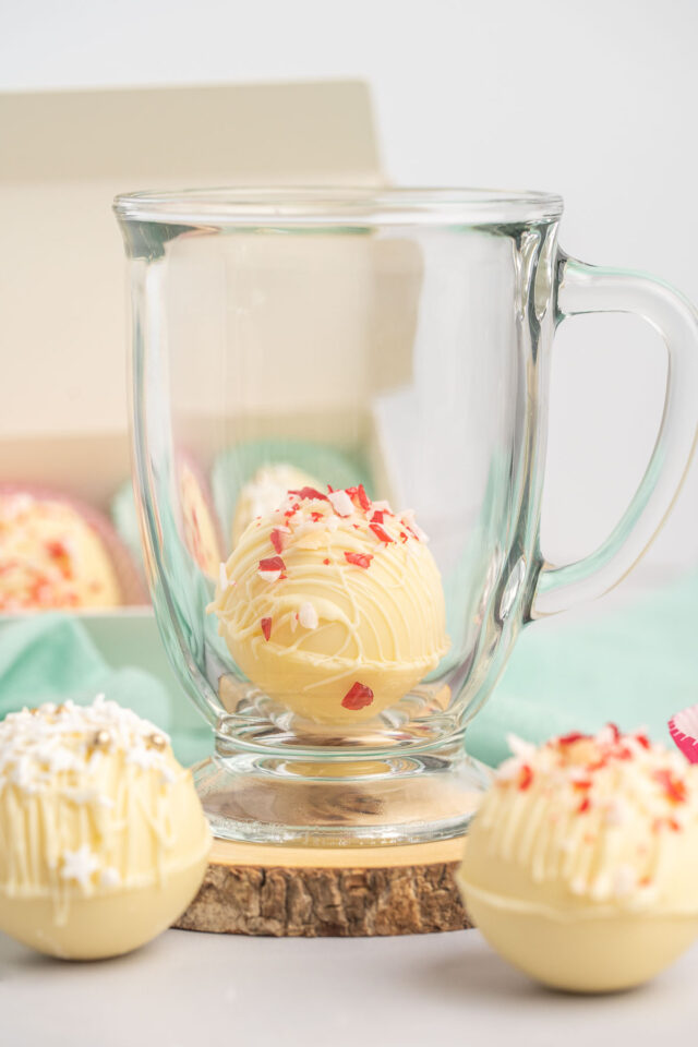 Peppermint White Chocolate Hot Cocoa Bombs - Tastes of Homemade