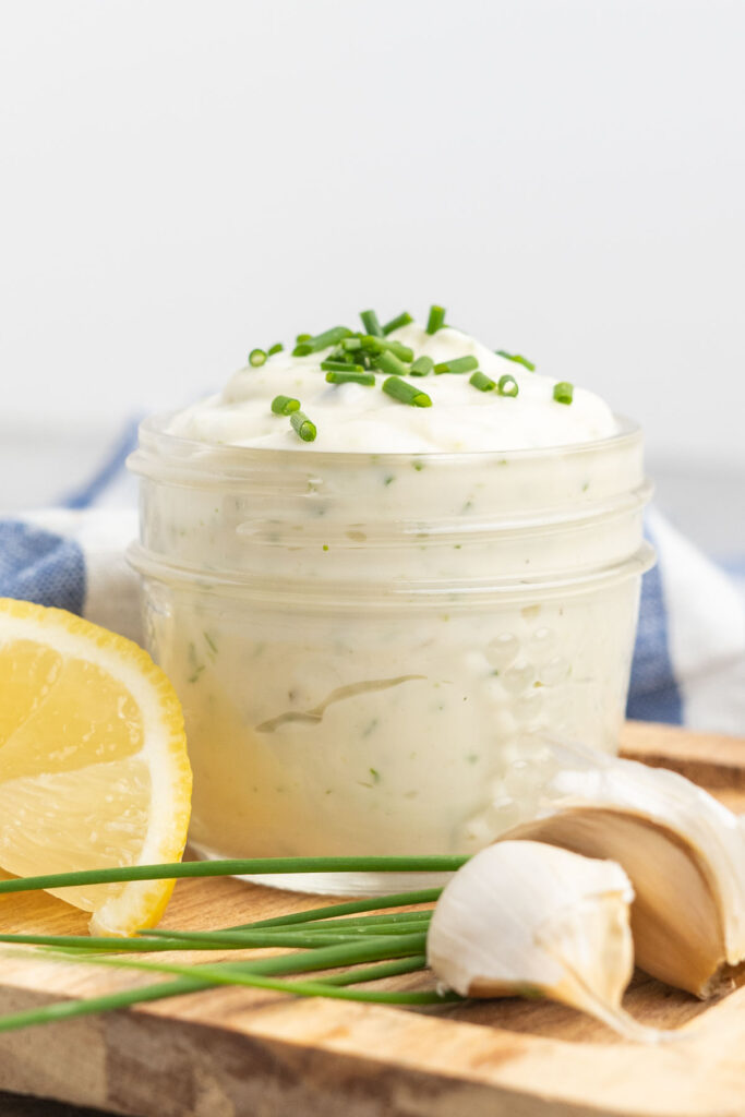 Easy Garlic Chive Mayonnaise Tastes of Homemade