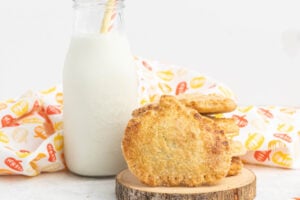 Pumpkin hand pie and a small bottle of milk.