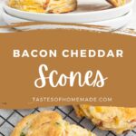 Bacon cheddar scones on a plate.